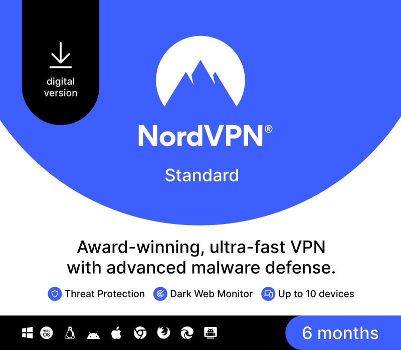 Key Kích Hoạt NordVPN Standard US (6 Tháng / 10 Thiết Bị)